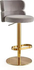 Adjustable Height Velvet Swivel Kitchen Counter Bar Stools