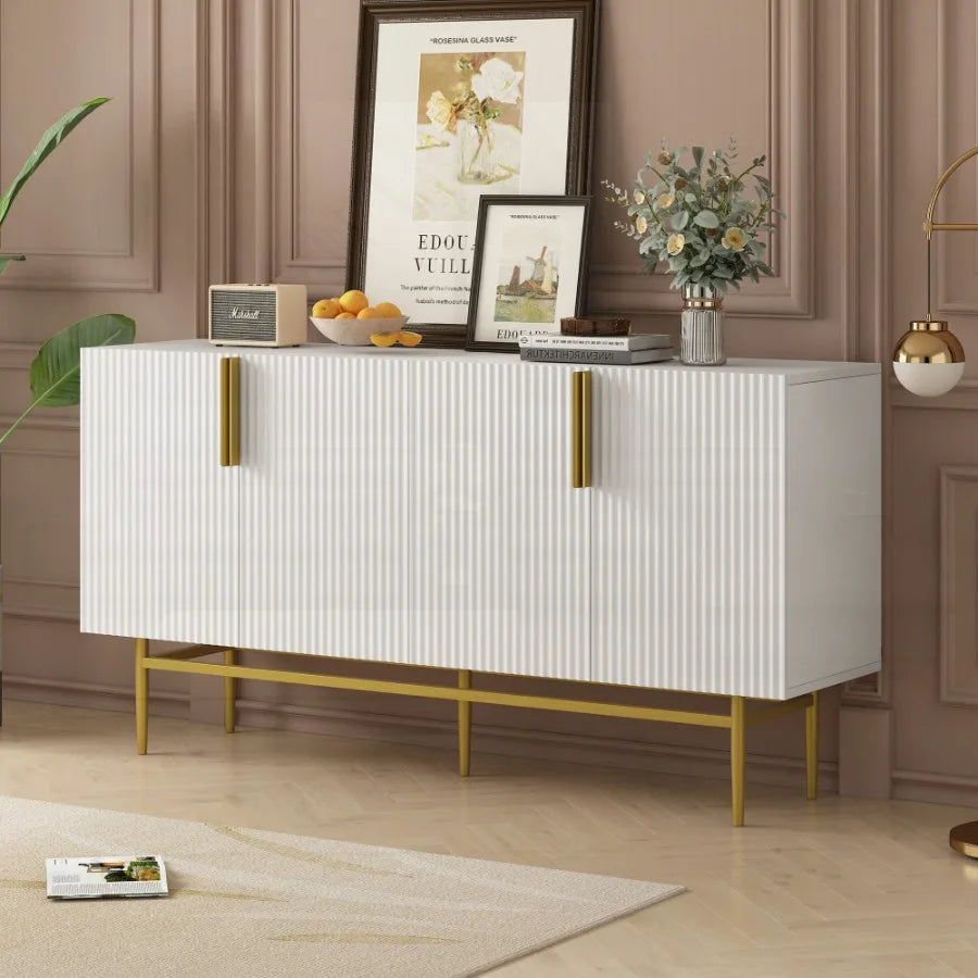 Elegant Gold Metal Handle Buffet Cabinet