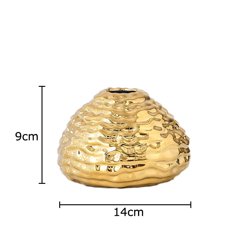 Golden Wrinkle Ceramic Vase