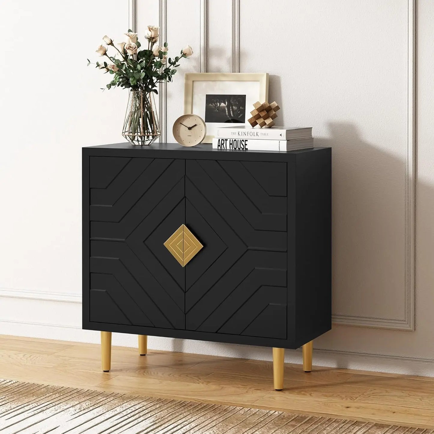 Decorative Embossed 2-Door Accent Cabinet