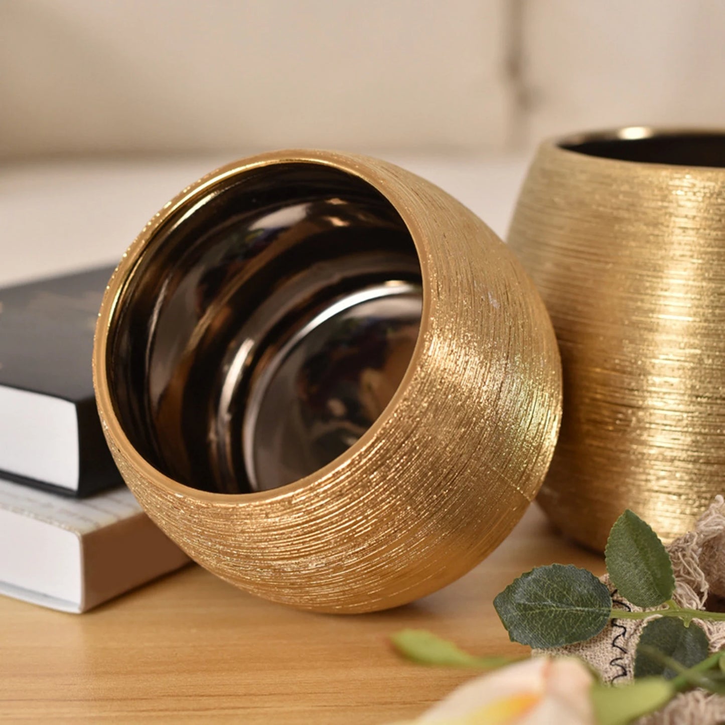 Gold Ceramic Flower Pot Container
