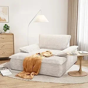 59" Corduroy Oversized Chaise Lounge Sleeper Chair