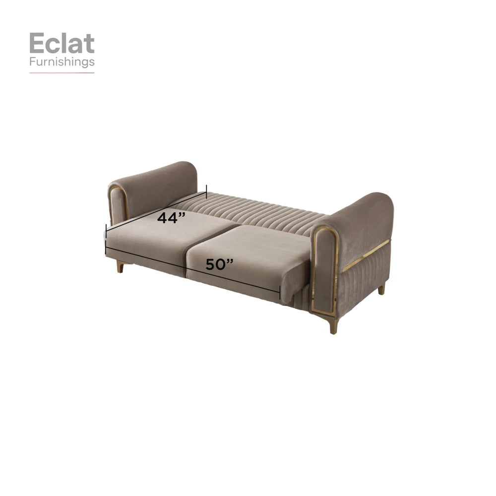 Contemporary Velvet Upholstered Sleeper Loveseat