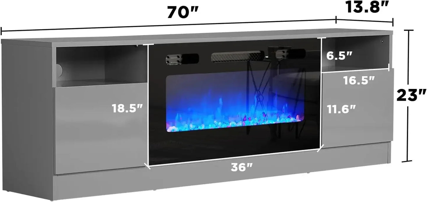 LED Light Entertainment Center with 36" Electric Fireplace