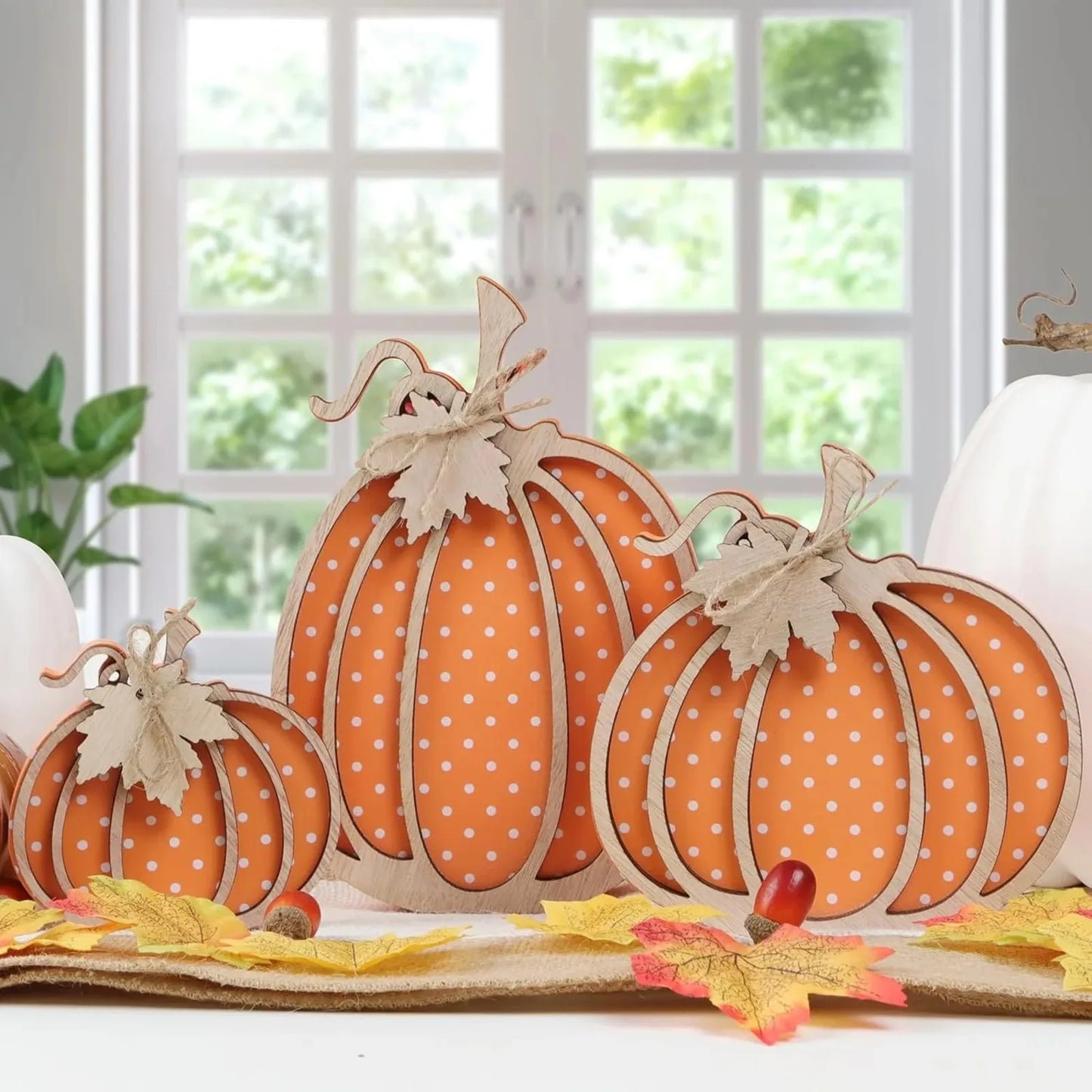 3 Pack of 2D Wooden Pumpkin Decoration
