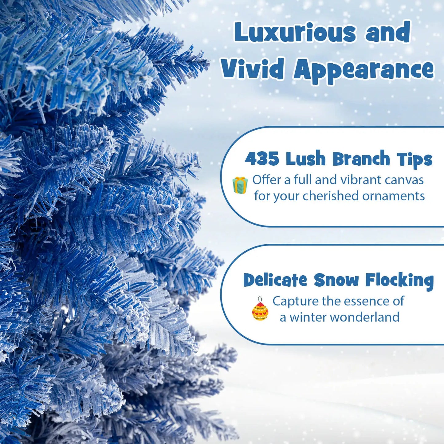 6ft. Blue Gradient Snow Flocked Artificial Christmas Tree w/435 Lush Branch Tips