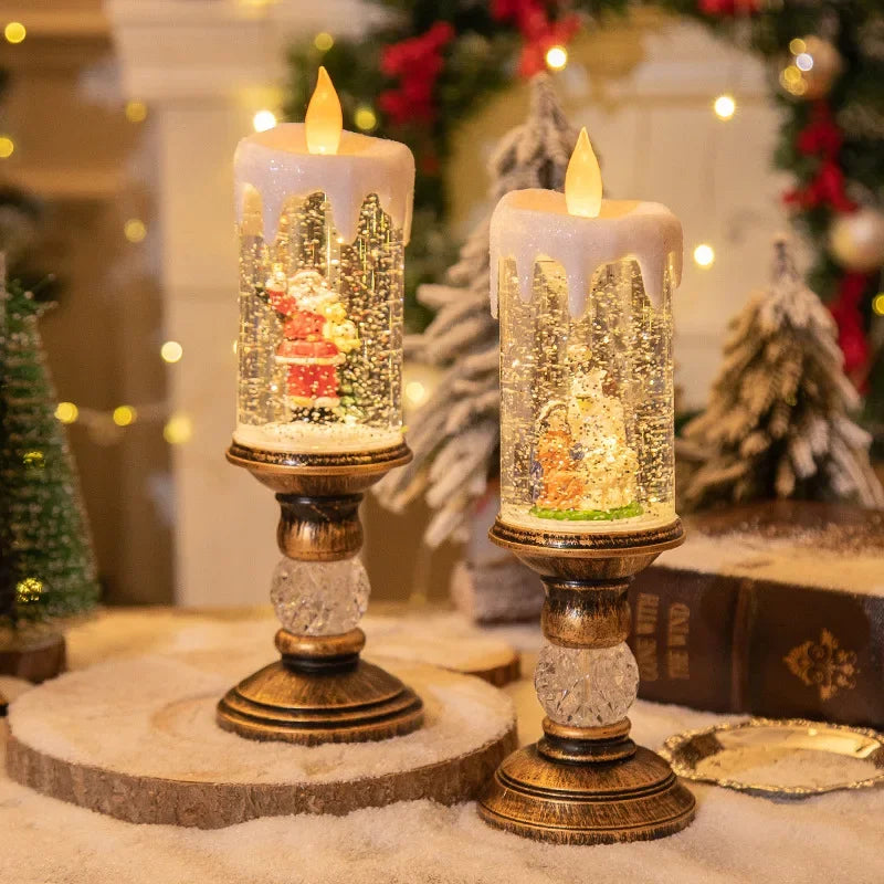 Illuminating Crystal Snow Christmas Candle