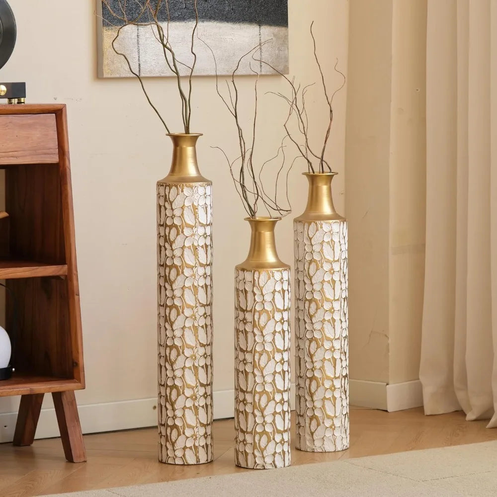 Gold Metallic Metal Vase Centerpiece (Set of3)