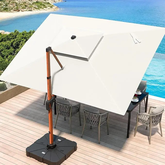 10 X 13 FT Double Top Deluxe Wood Grain Heavy Duty Umbrella