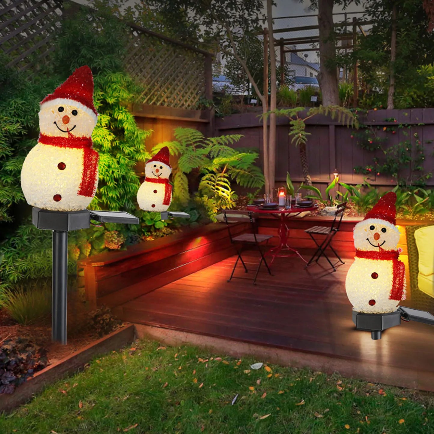 Snowman Solar Light Powered Stakes