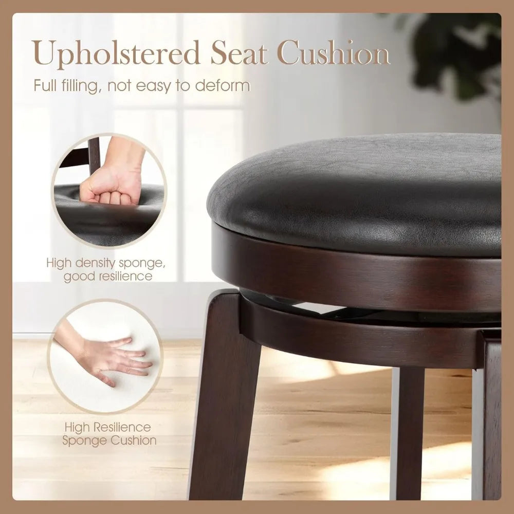 360-Degree Swivel Stools w/Faux Leather Padded Seat (Set of 4)