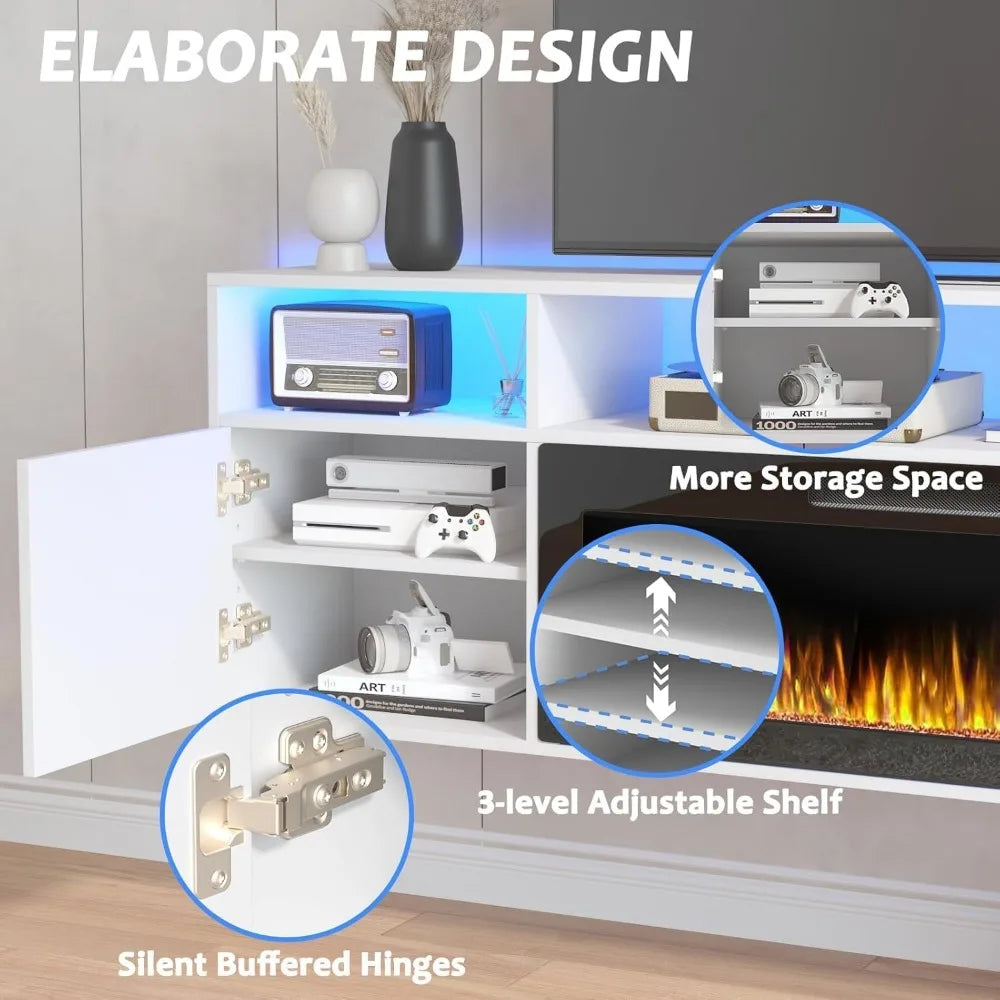 Wall Mounted Entertainment Center with LED Electric Fireplace