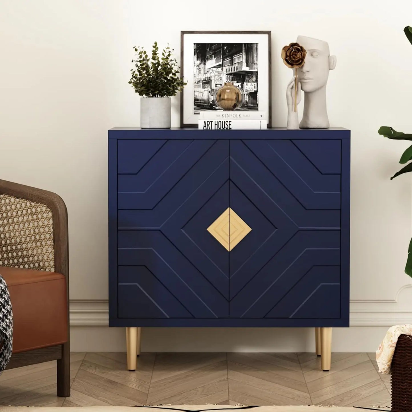 Decorative Embossed 2-Door Accent Cabinet