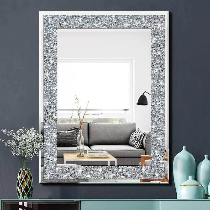 24x32inch Crystal Crush Diamond Rectangle Silver Mirror