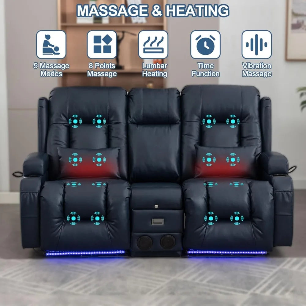 Power Loveseat Recliner with Massage & Heat Feature