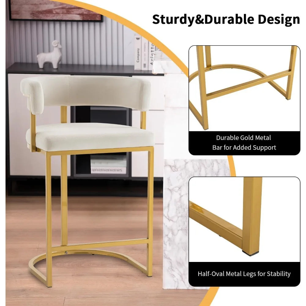 Velvet Bar Stools w/ Barrel Backrest (Set of 2)