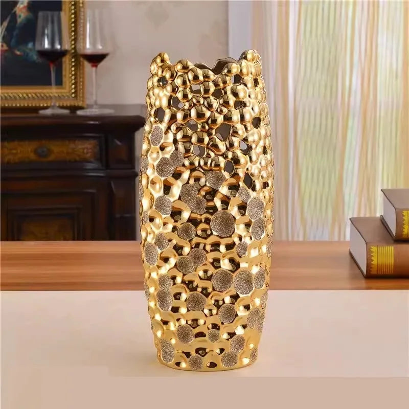 Gold Ceramic Porcelain Vase