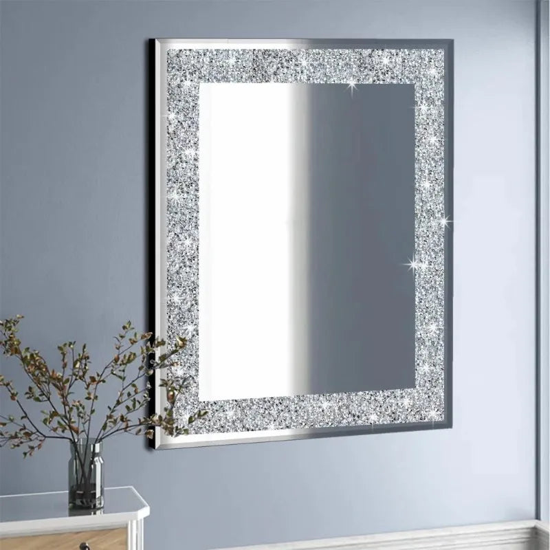 24x32inch Crystal Crush Diamond Rectangle Silver Mirror