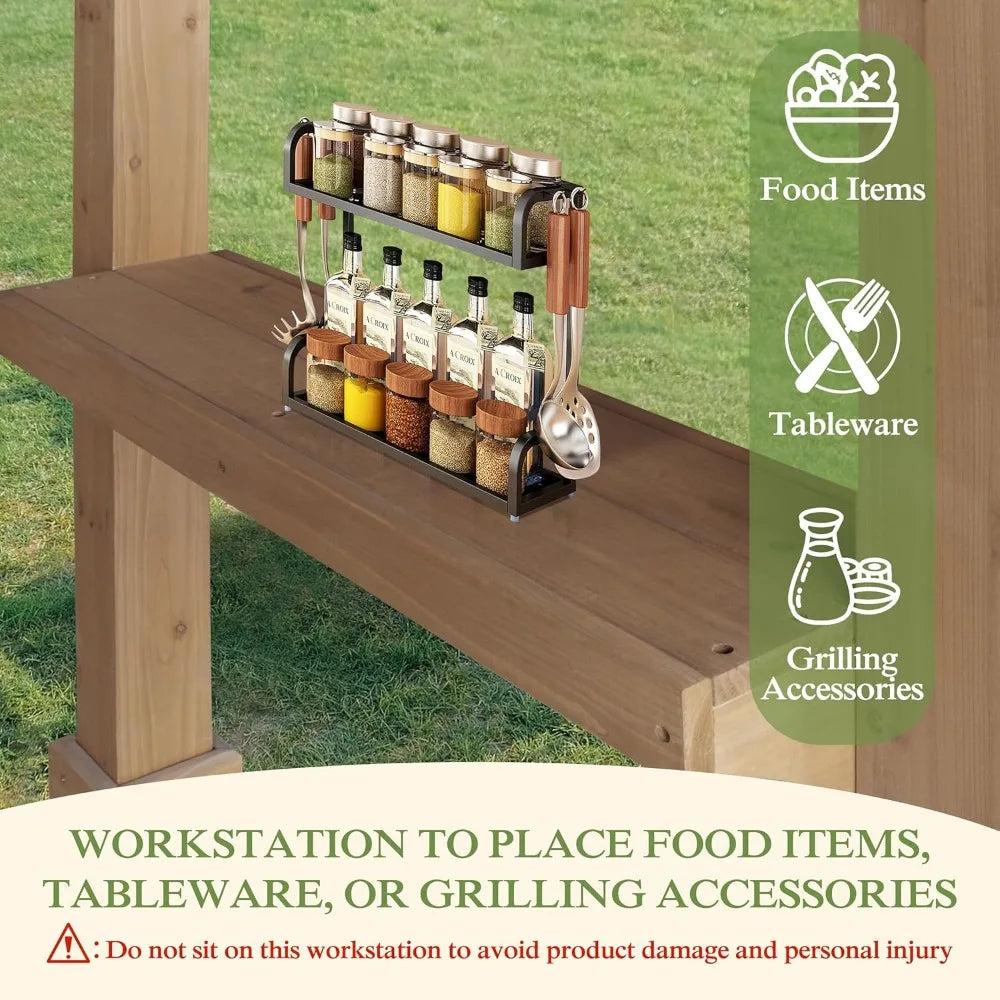 6’x13’ BBQ Grill Gazebo with Galvanized Steel Roof