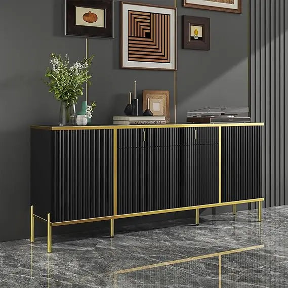 60” Fluted Sideboard Buffet Cabinet with Adjustable Shelves