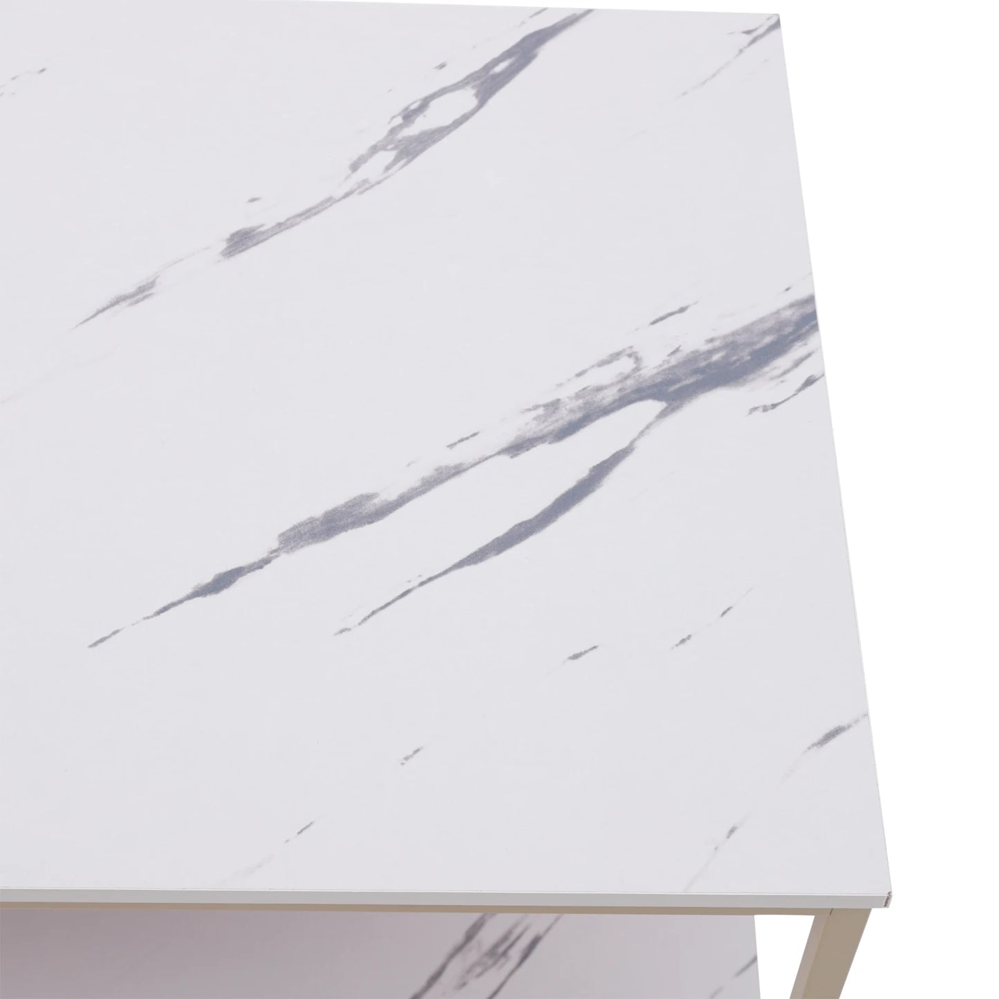 2-Tier White Faux Marble Coffee Table