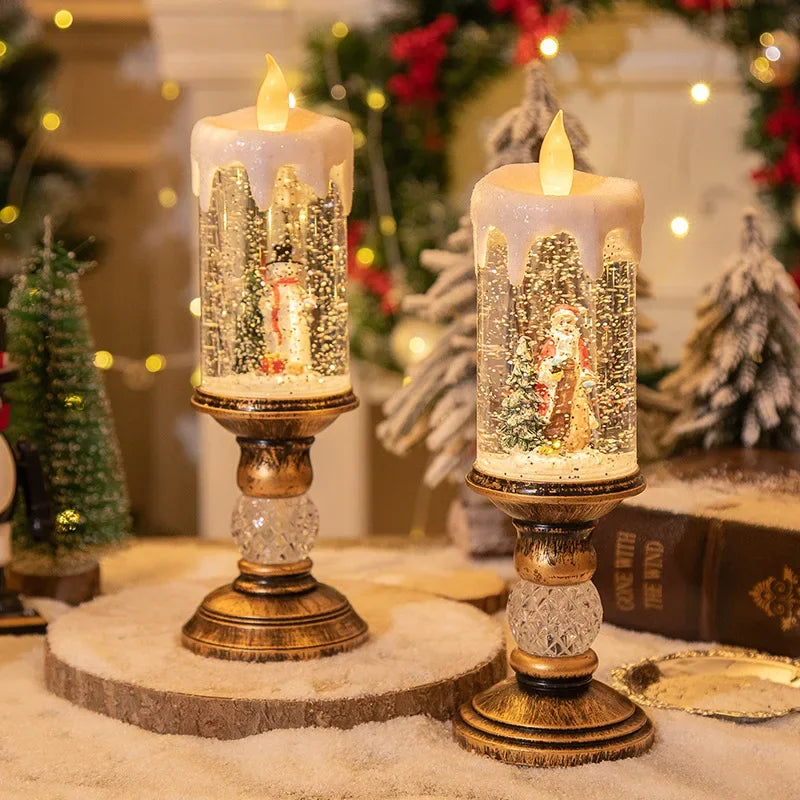 Illuminating Crystal Snow Christmas Candle