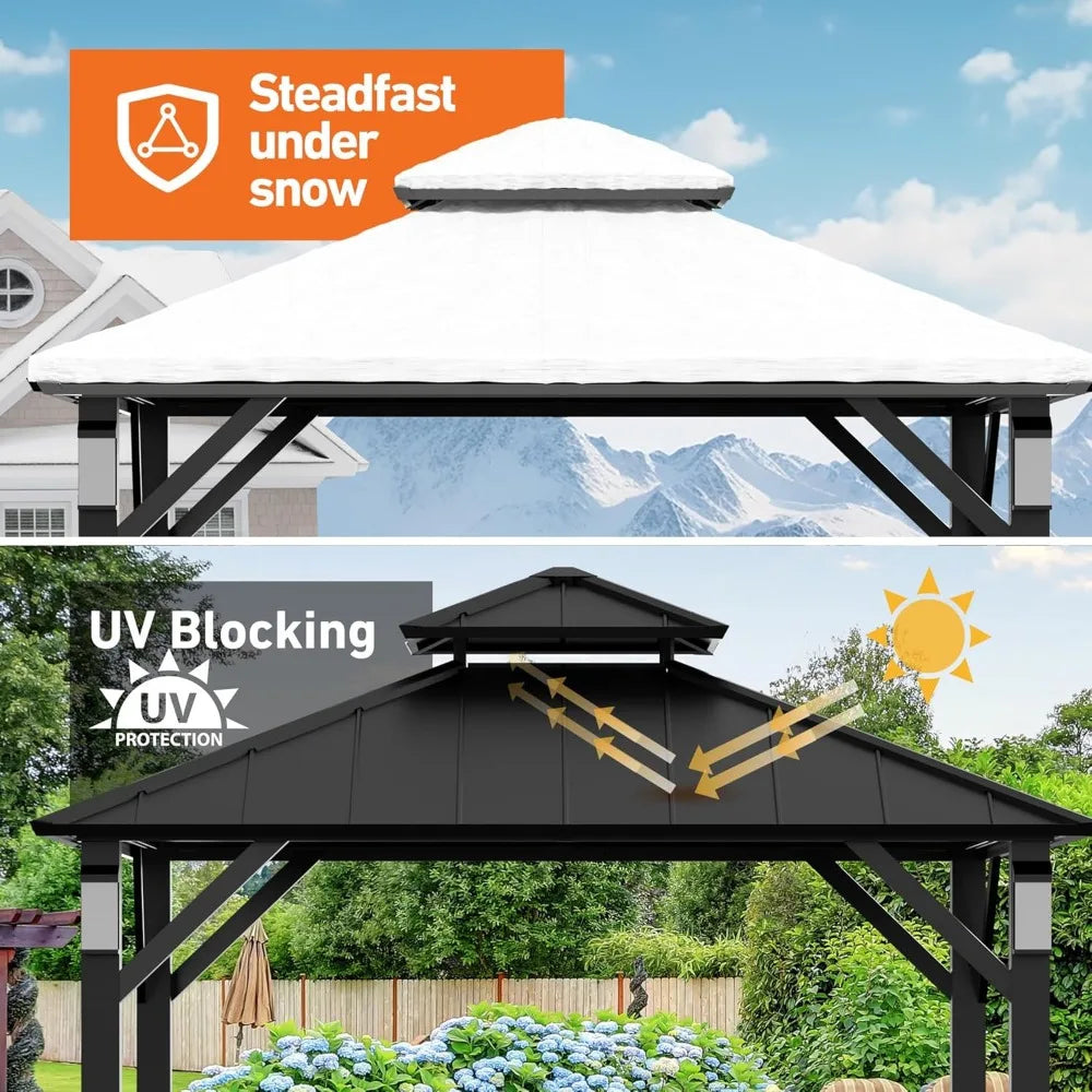 10'x10' Hardtop Gazebo with Galvanized Steel Roof & 4 LED Lights