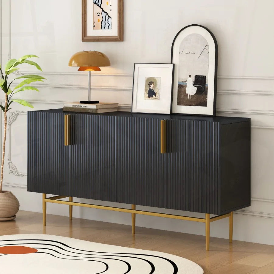 Elegant Gold Metal Handle Buffet Cabinet