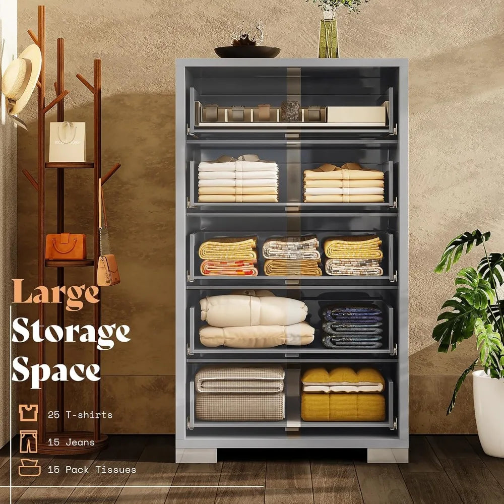 Elegant 5 Drawer Dresser Storage Organizer