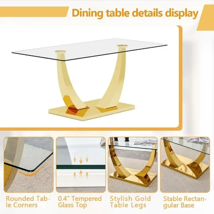 71” Tempered Glass Dining Table Set with 8 Chairs