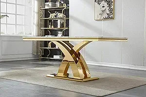 Glass Dining Table with Tempered Glass Tabletop