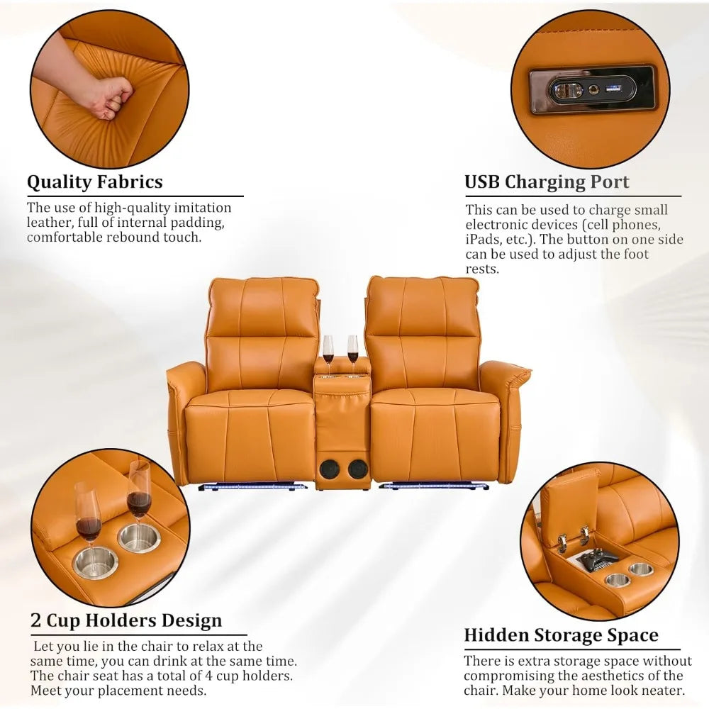 Power Reclining Loveseat Sofa with Cup Holders/USB Outlet