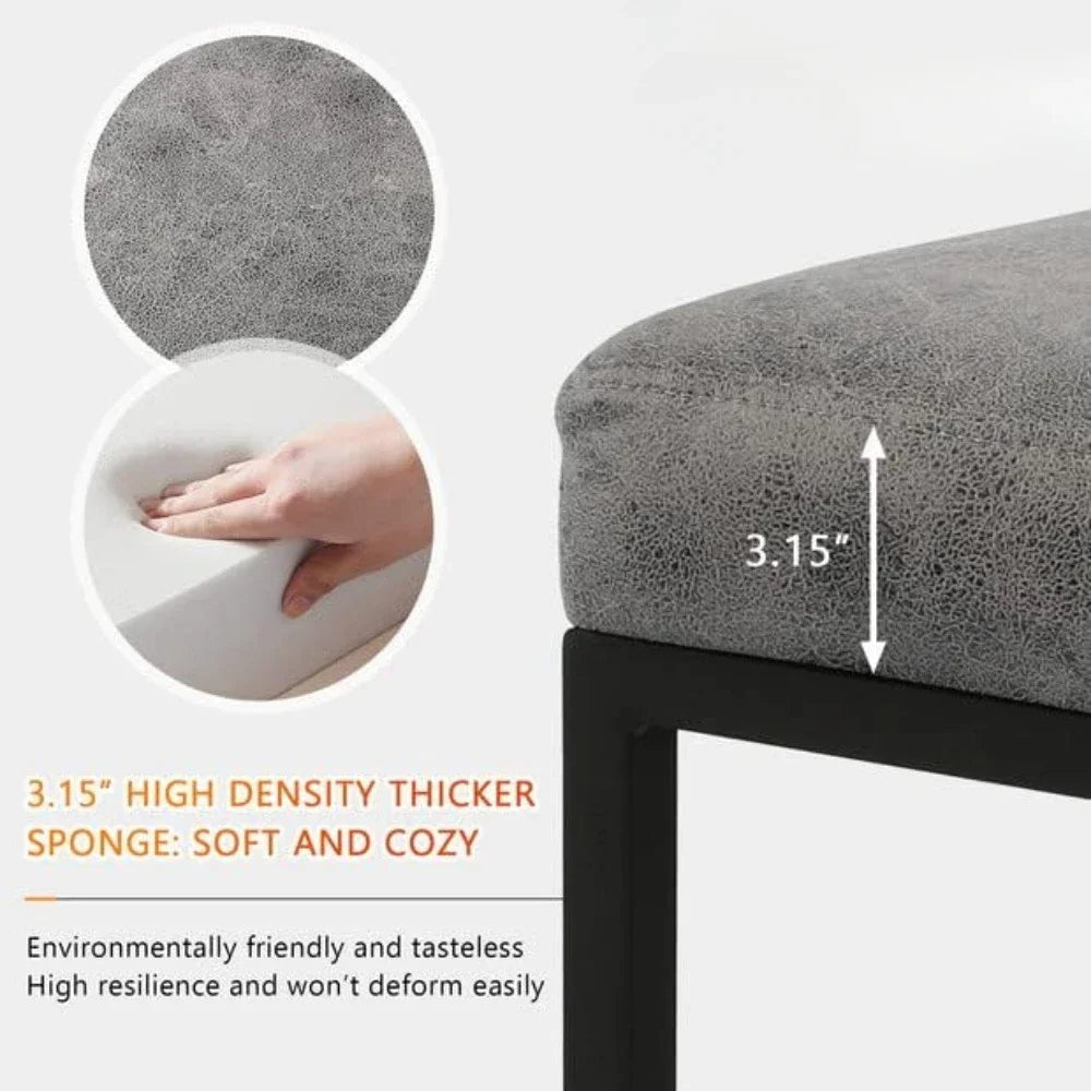 Upholstered Fabric Counter Height Bar Stools w/Footrest & Metal Legs