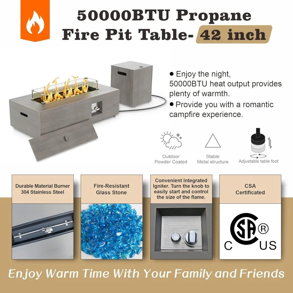 42in. Outdoor Fire Pit Table
