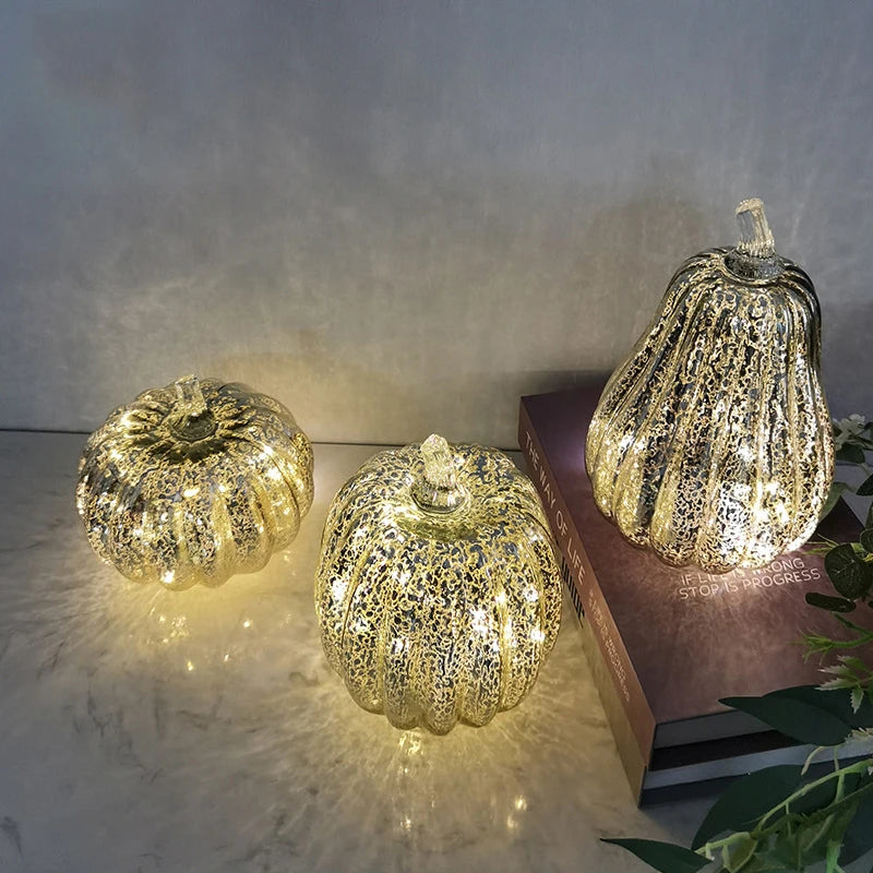 Glass Halloween Pumpkin Lantern Battery Operated