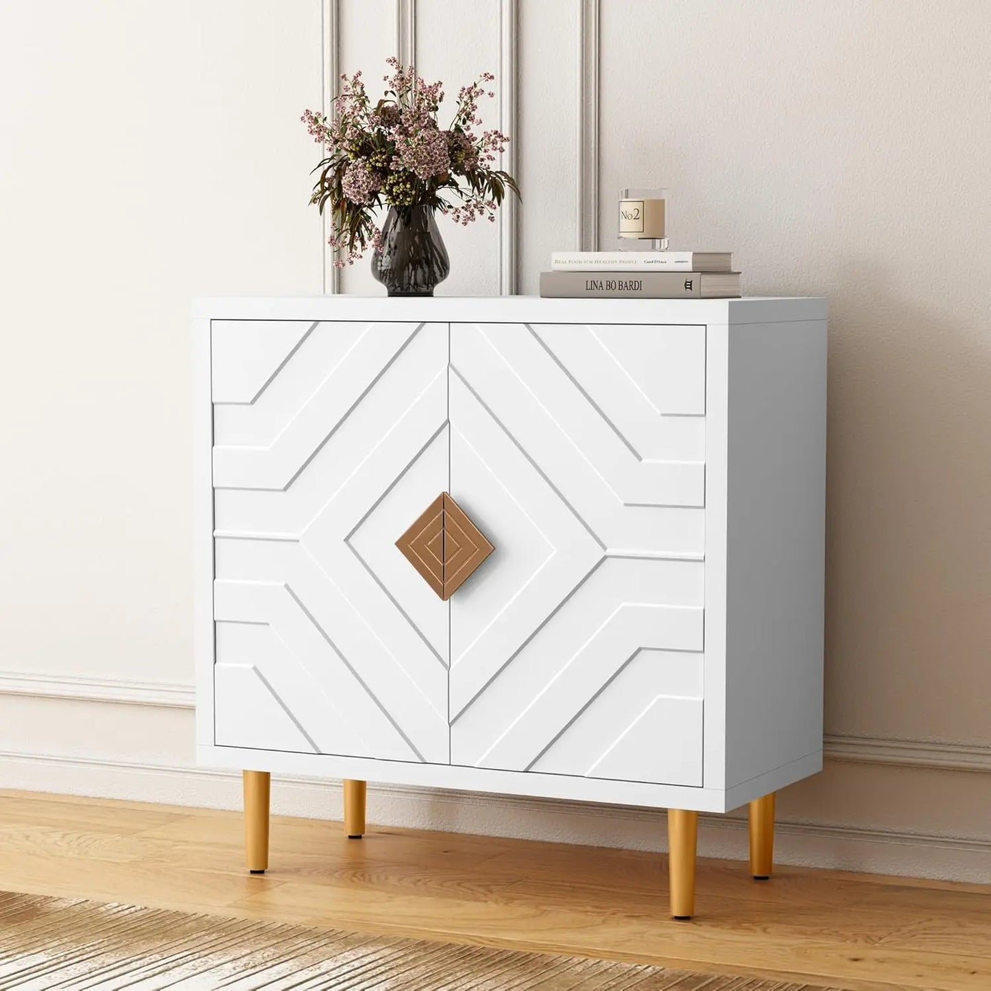 Decorative Embossed 2-Door Accent Cabinet