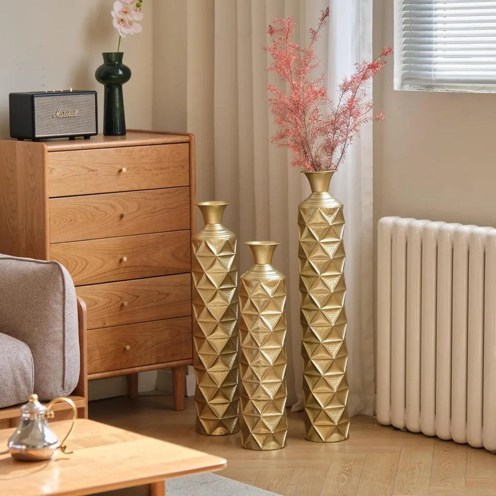 Gold Metallic Metal Vase Centerpiece (Set of3)