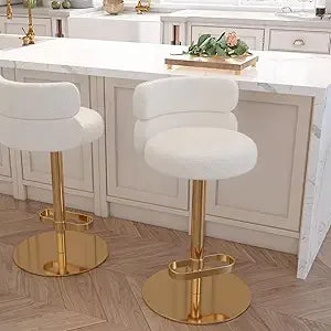 Adjustable Height Velvet Swivel Kitchen Counter Bar Stools