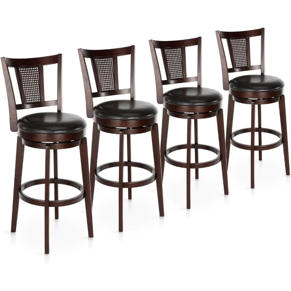 360-Degree Swivel Stools w/Faux Leather Padded Seat (Set of 4)