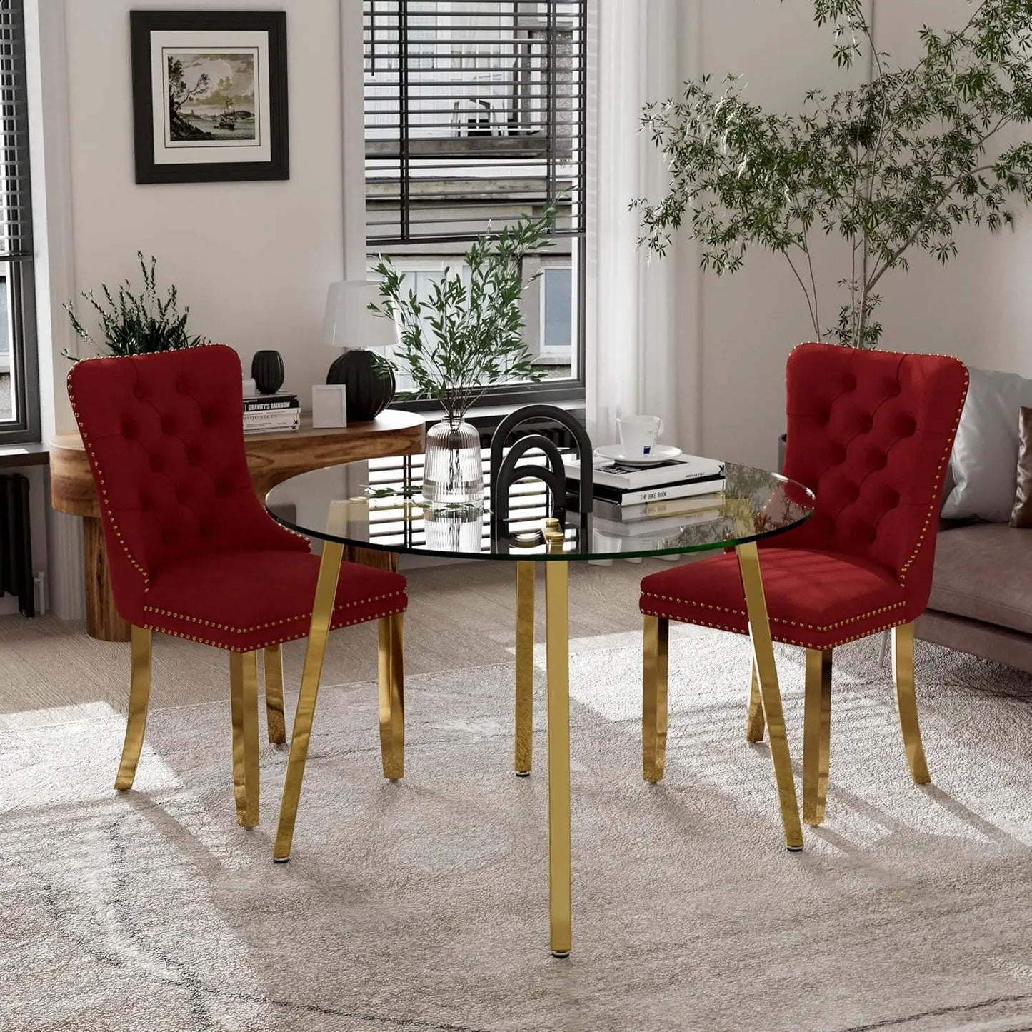 Elegant Circular Glass Top Dining Set for 4