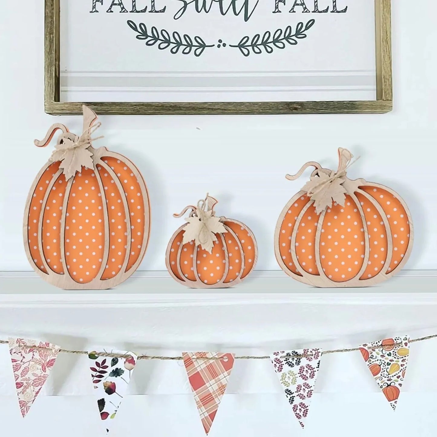3 Pack of 2D Wooden Pumpkin Decoration