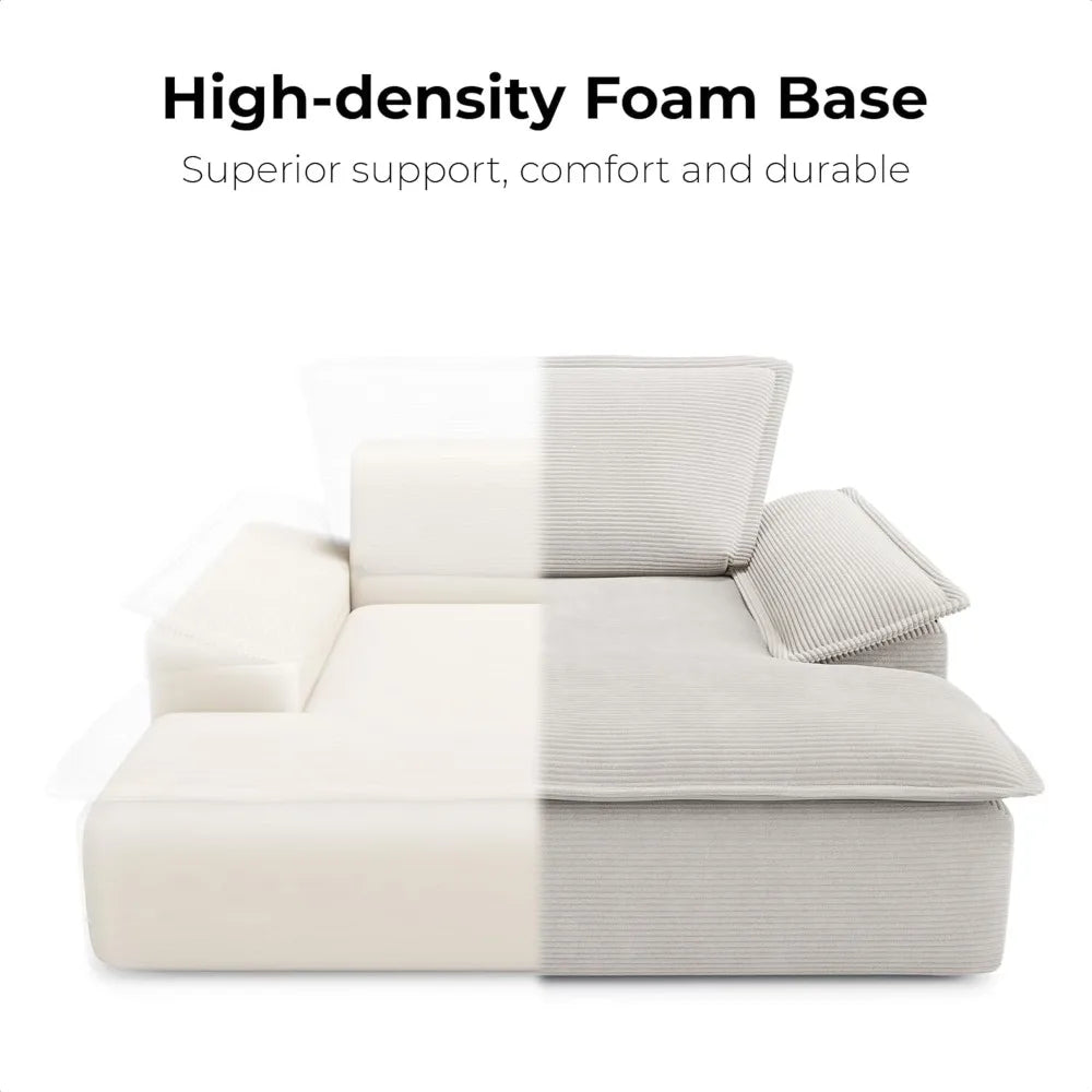 59" Corduroy Oversized Chaise Lounge Sleeper Chair