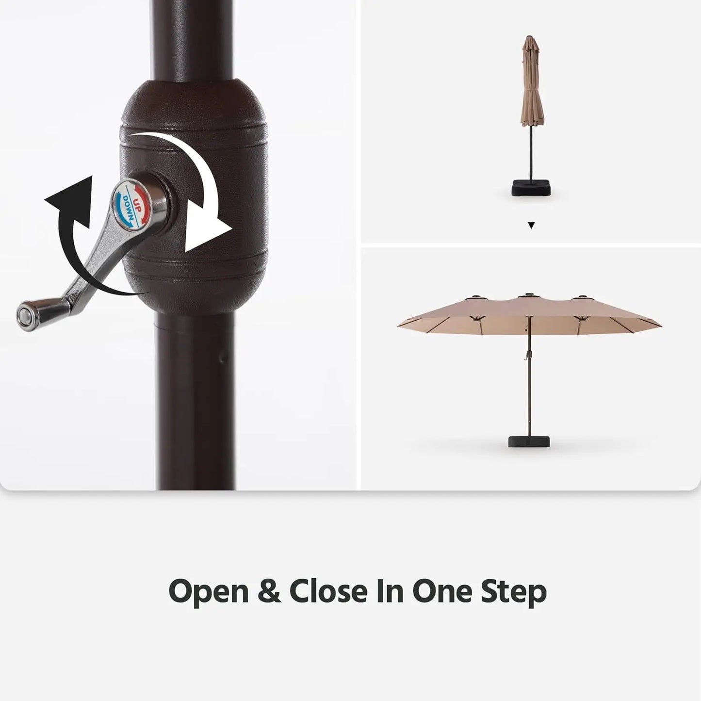 15ft Large Patio Umbrella with Solar Lights