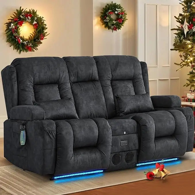 Power Loveseat Recliner with Massage & Heat Feature
