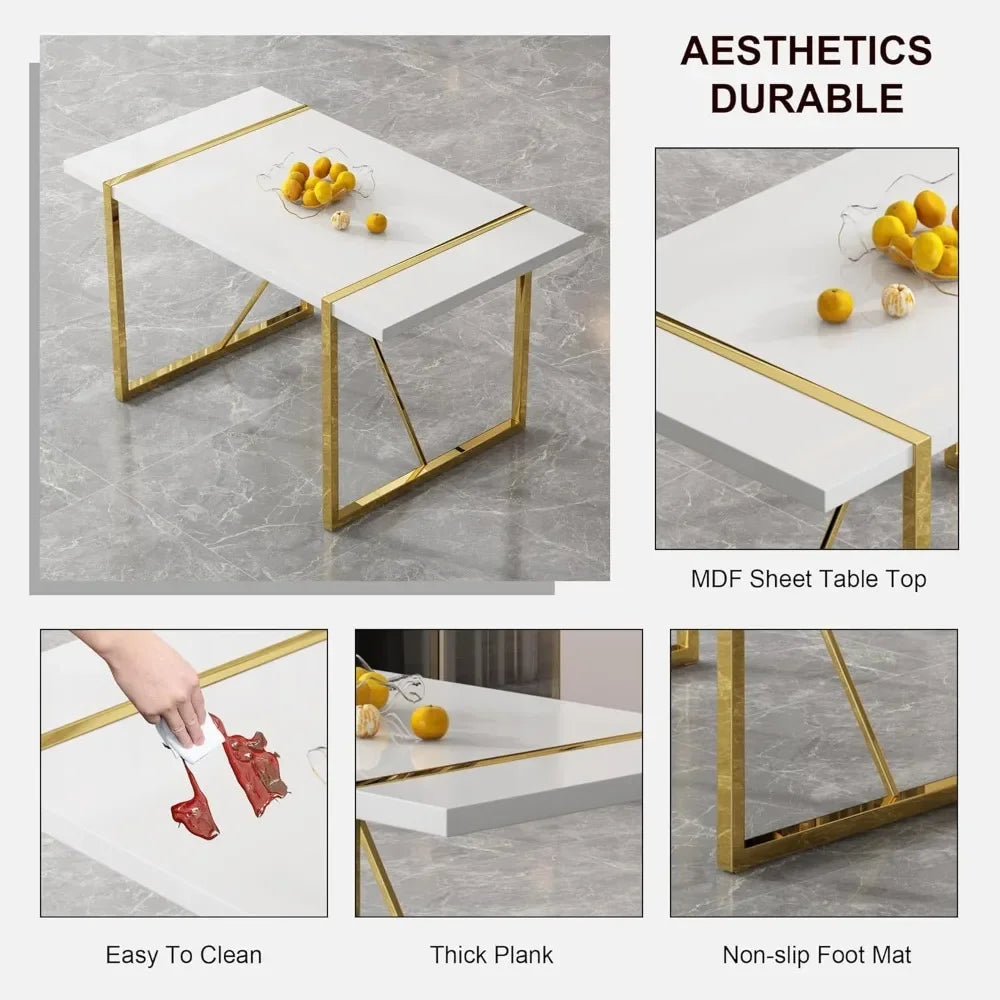 Elegant 7 Piece Dining Room With Metal Frame