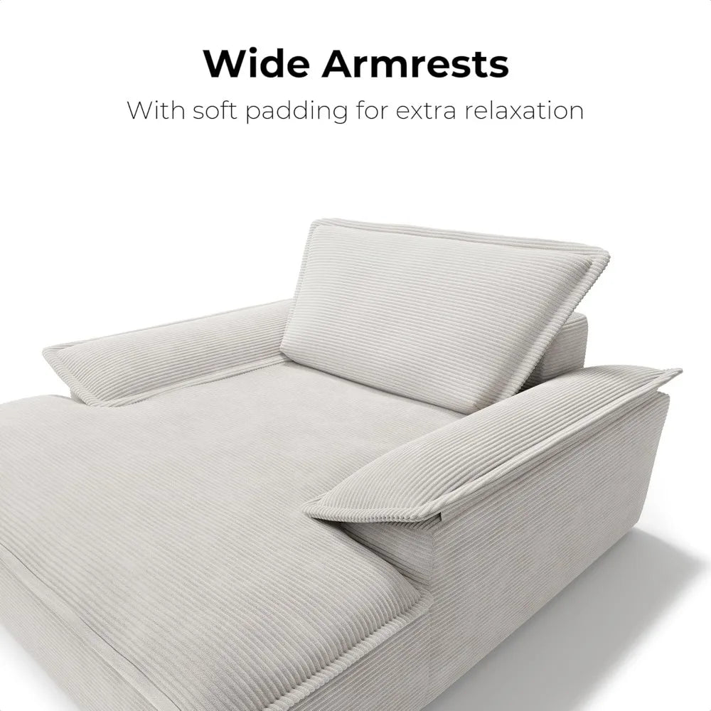 59" Corduroy Oversized Chaise Lounge Sleeper Chair