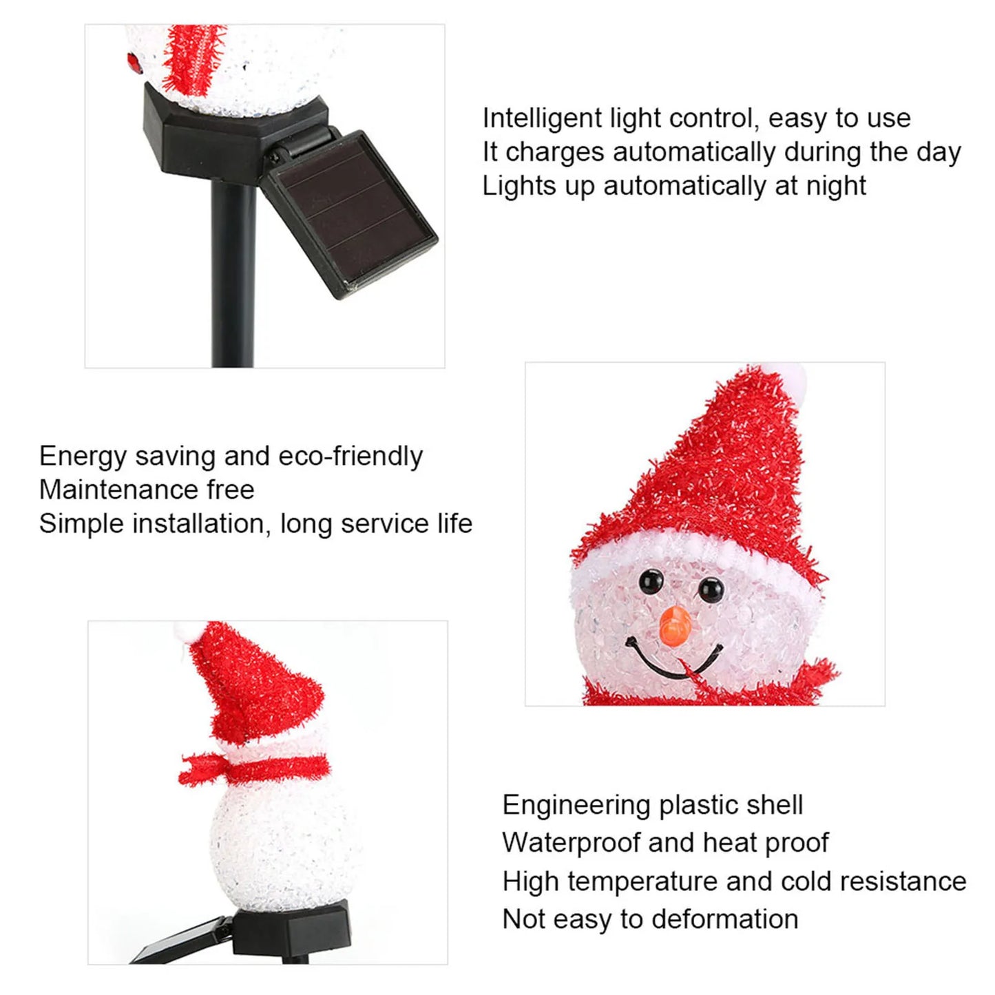 Snowman Solar Light Powered Stakes