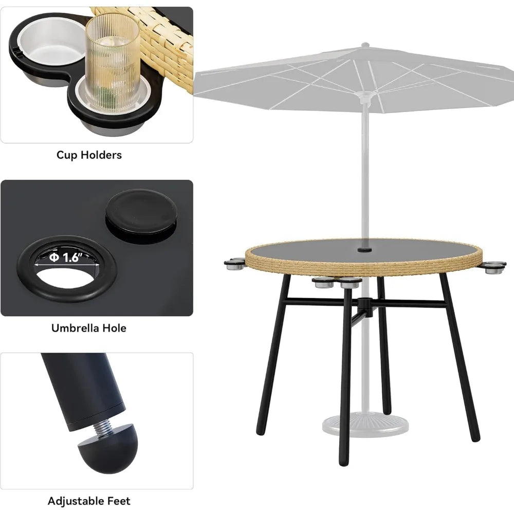 5-Piece Outdoor Dining Set w/Umbrella Hole