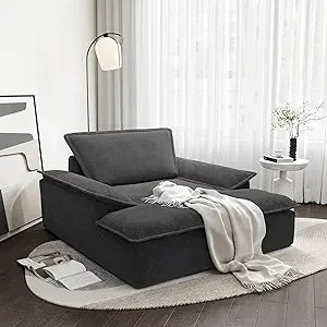 59" Corduroy Oversized Chaise Lounge Sleeper Chair