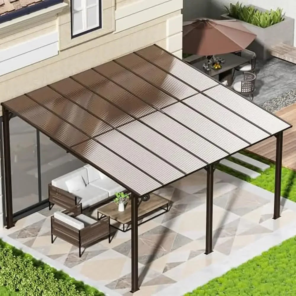 10x14ft. Outdoor Aluminum Frame Wall Mounted Rainproof Wind Resistant Gazebo